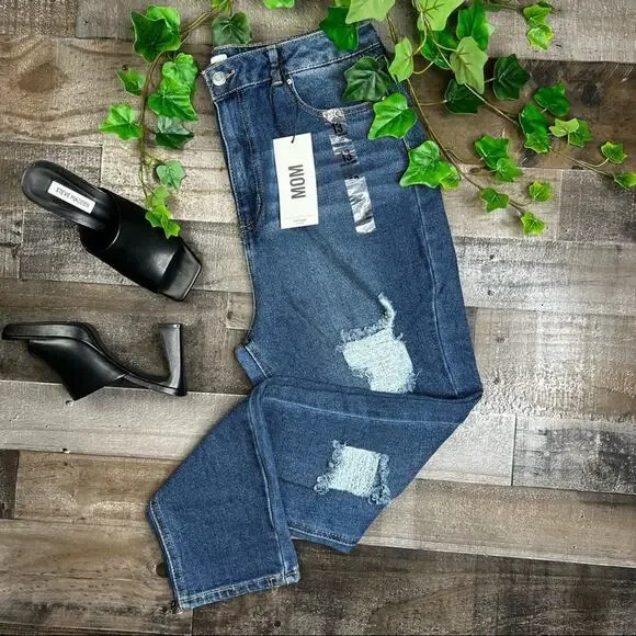 Refuge Distressed Baggy Mom Jeans Size 13 Grunge 90s Y2K Vintage-Inspired Denim - Picture 2 of 14